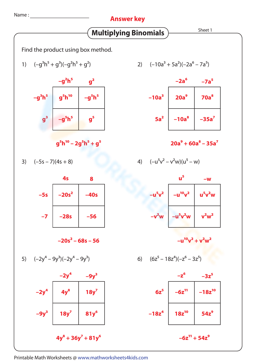multiplying a binomial by a binomial worksheet multiplying a binomial by a binomial worksheet