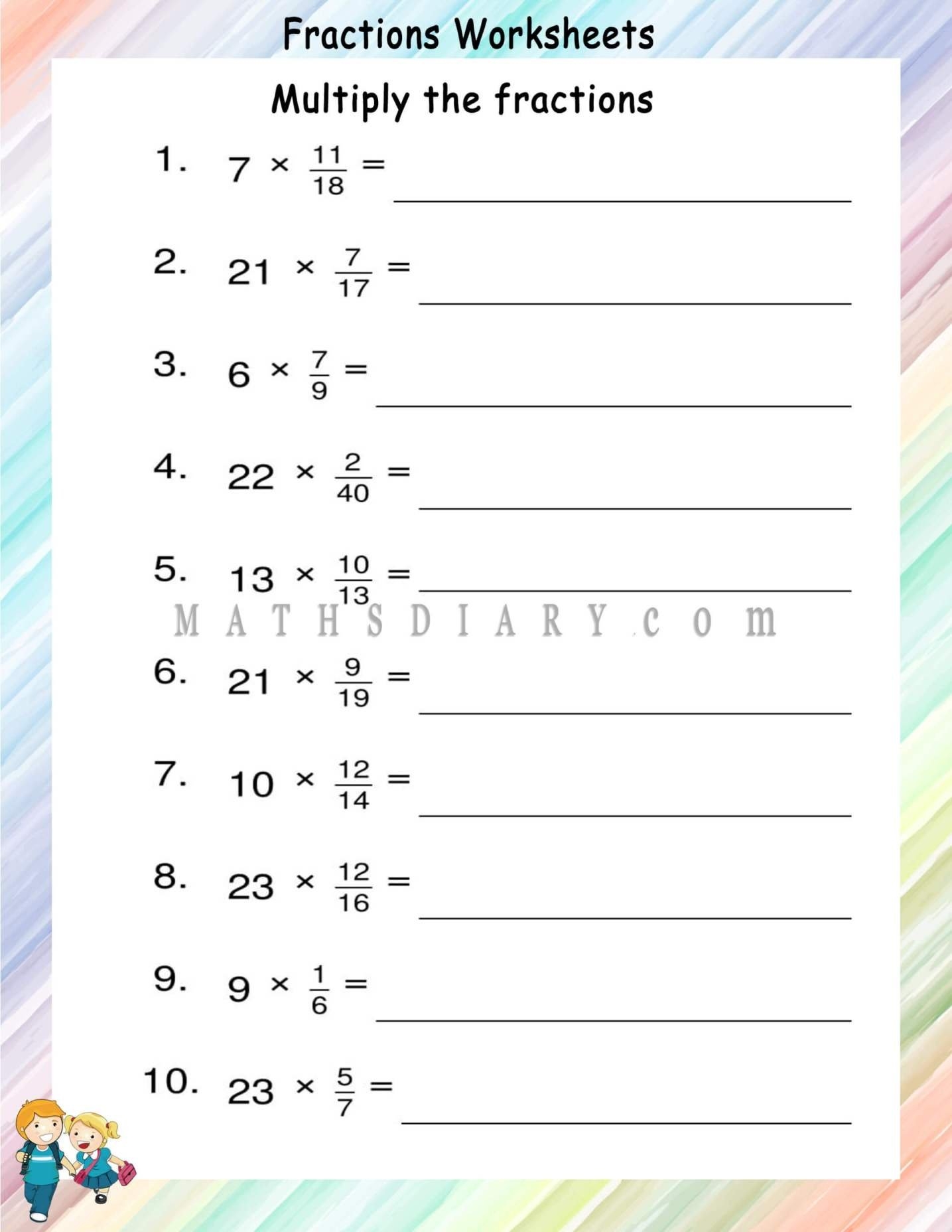 Multiplying Proper Fractions By Whole Number Worksheets Math Worksheets MathsDiary