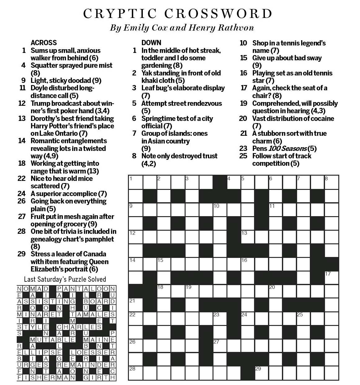 National Post Cryptic Crossword Forum Saturday July 23 2016 Courtiers Of Yore