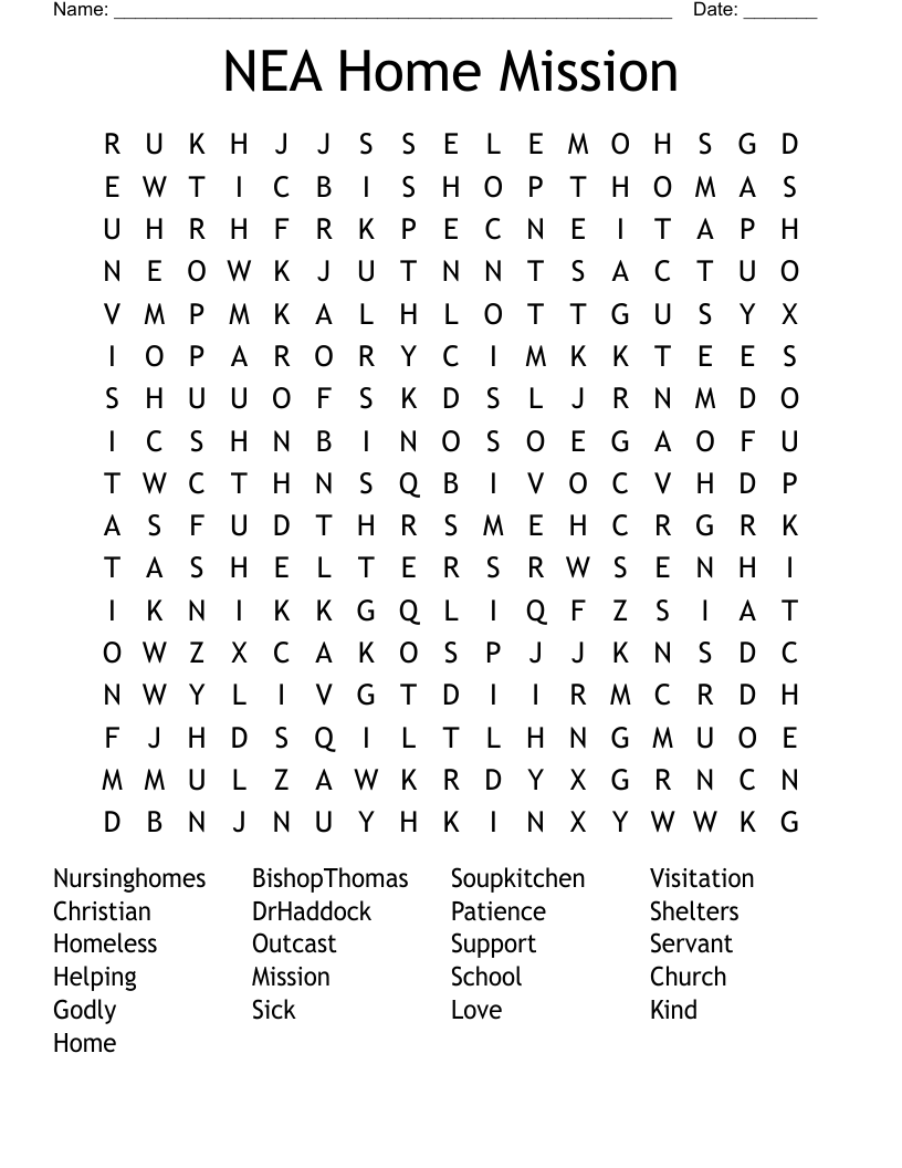 NEA Home Mission Word Search WordMint
