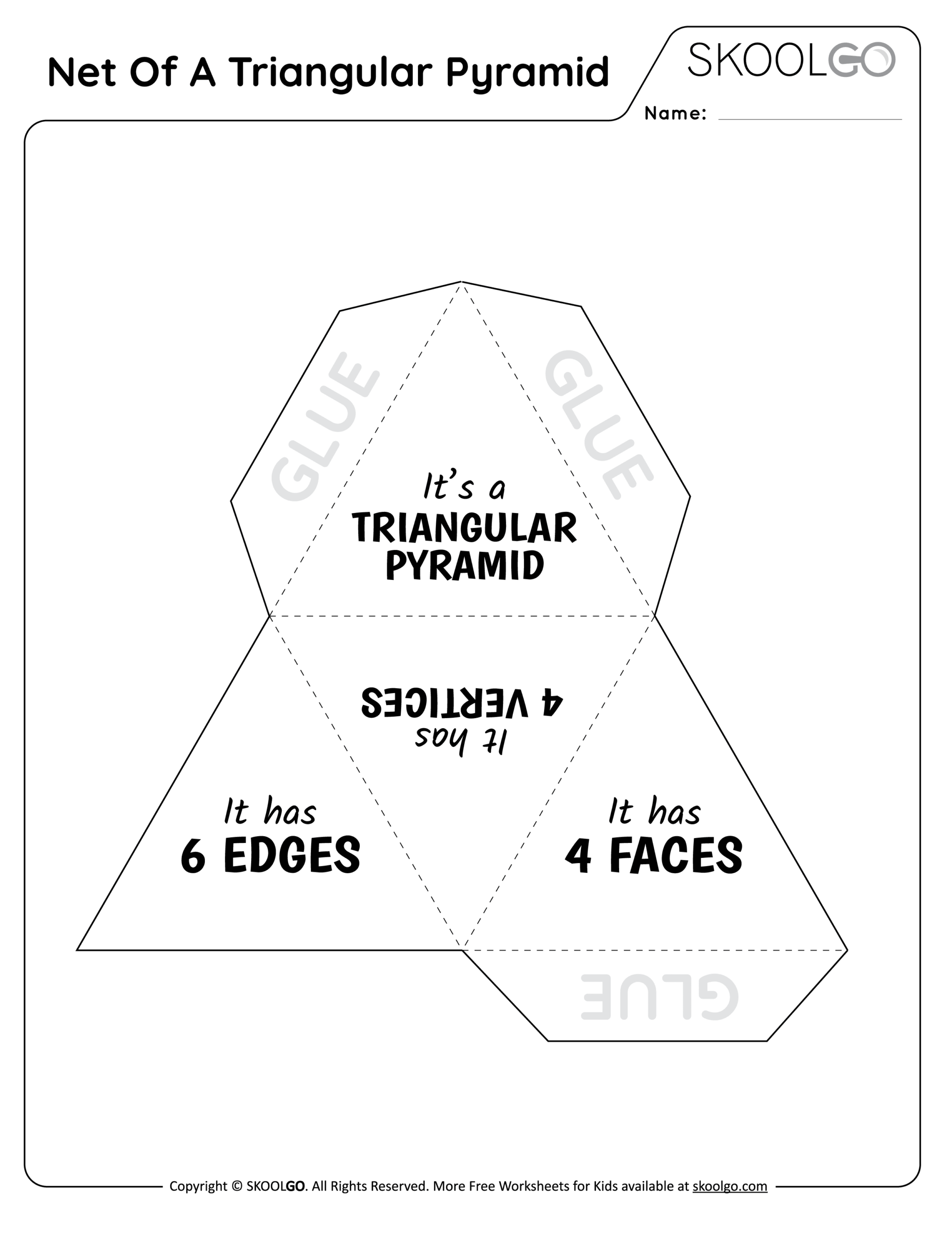 Net Of A Triangular Pyramid Free Worksheet SKOOLGO