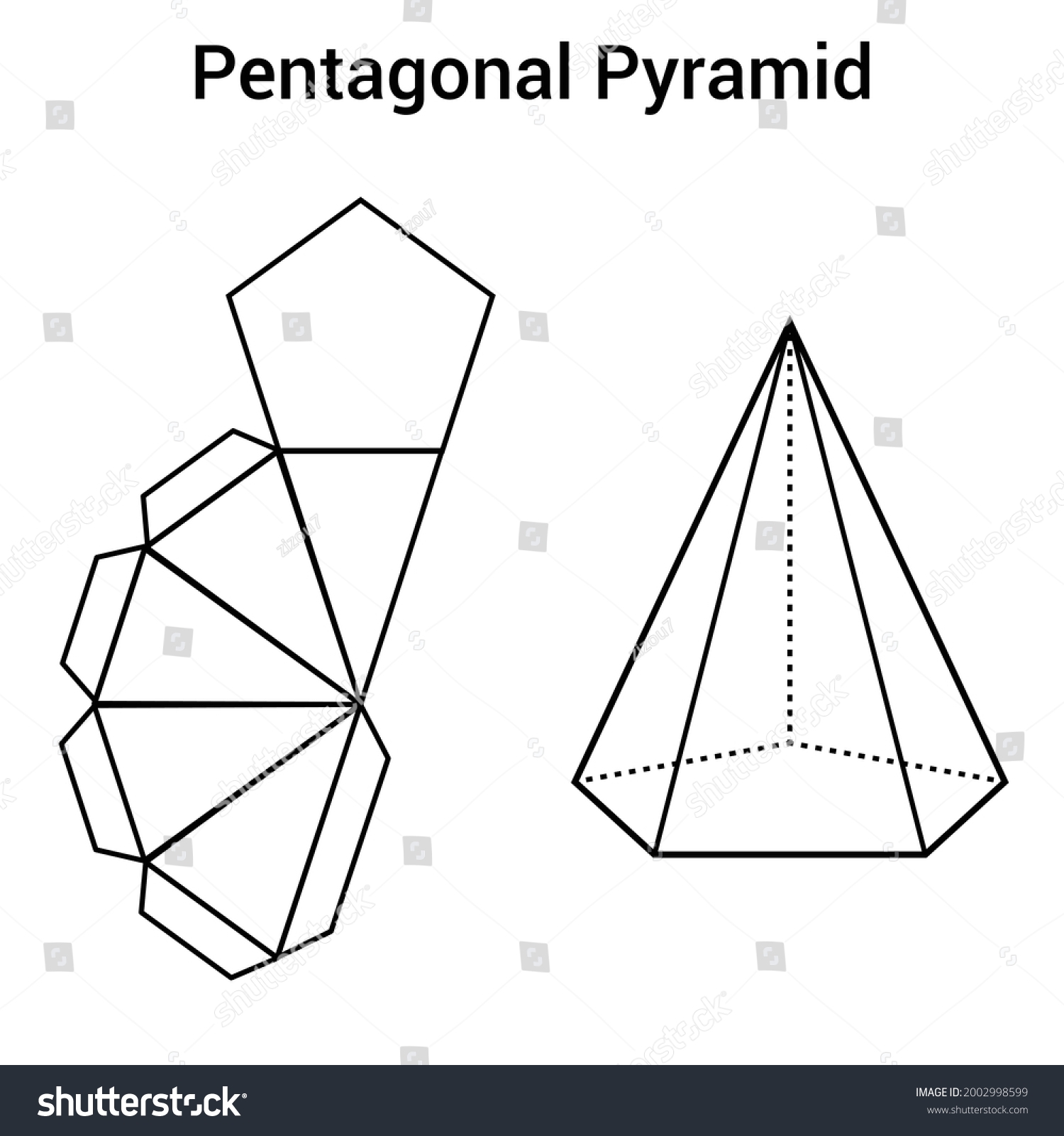 Net Pentagonal Pyramid Stock Vector Royalty Free 2002998599 Shutterstock