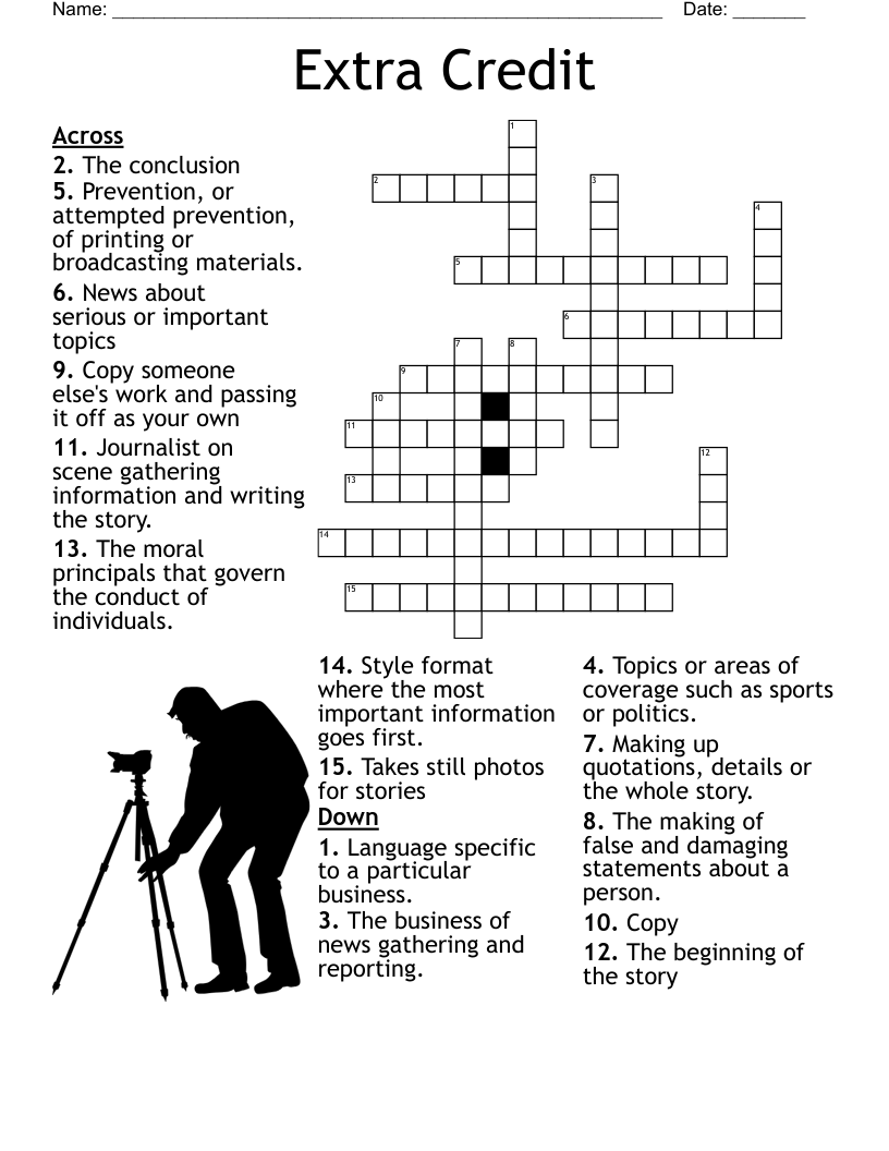 crossword clue newspaper section