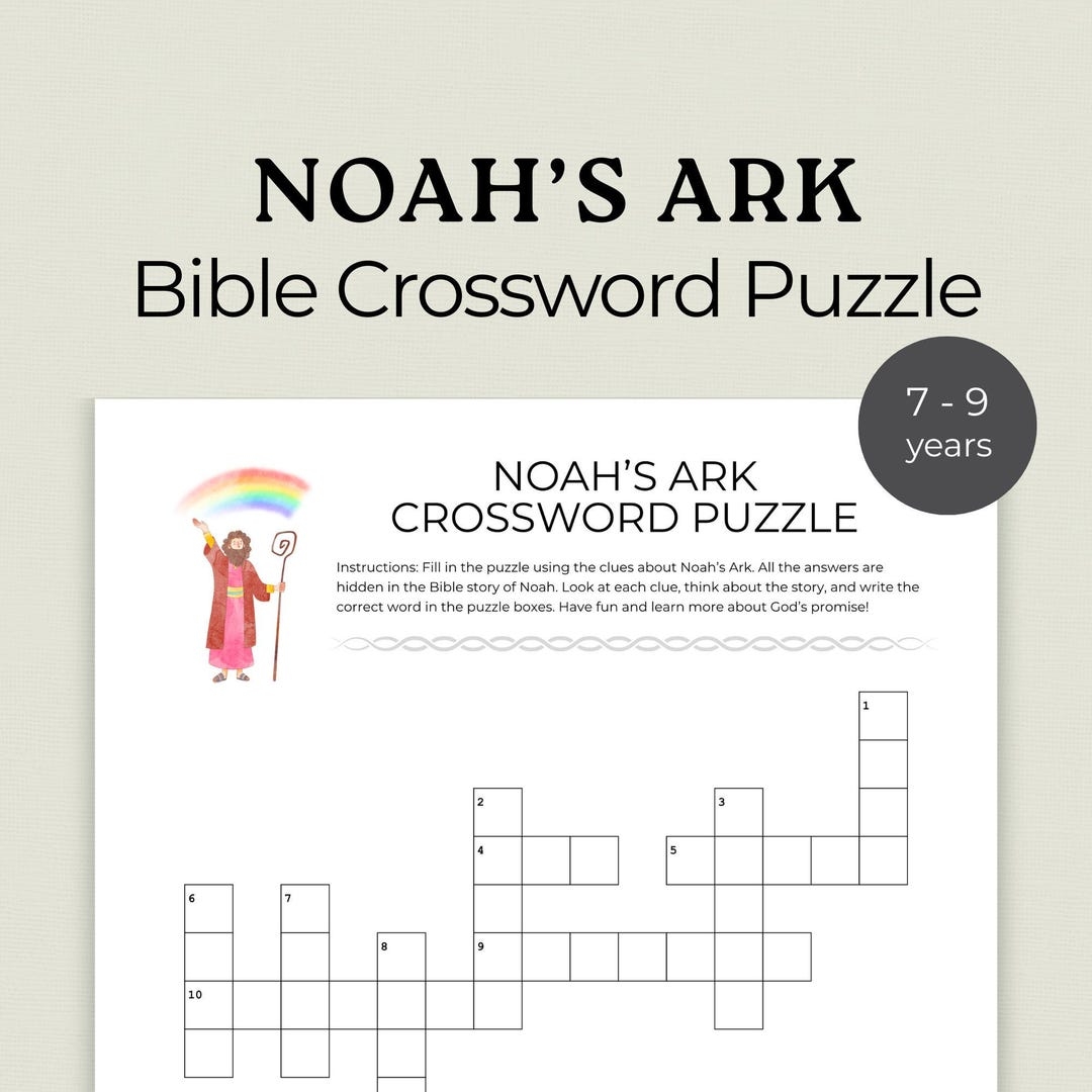 Noah s Ark Activity For Youth bible Crossword Puzzle bible Study Printable sunday School Game youth Group Activity church Game vbs Camp Etsy Israel