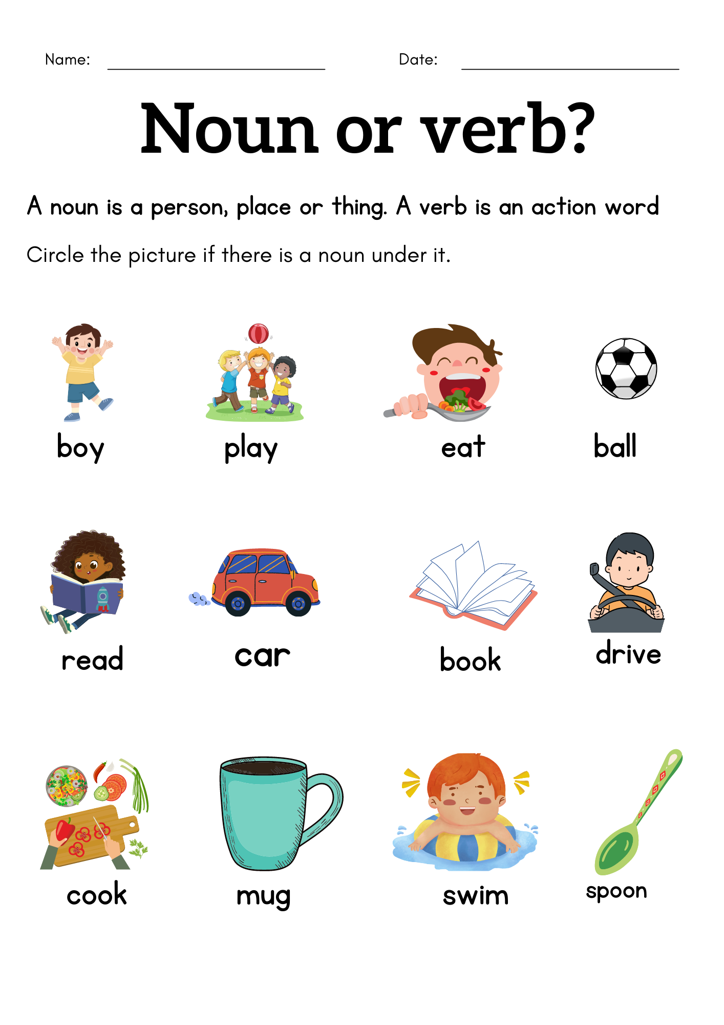 Noun And Verb Worksheet For Class 1 2 3 1st Grade Noun Verb Sentences Book Teaching Resources Noun And Verb Worksheet For Class 1 2 3 1st Grade Noun Verb Sentences Book Teaching Resources