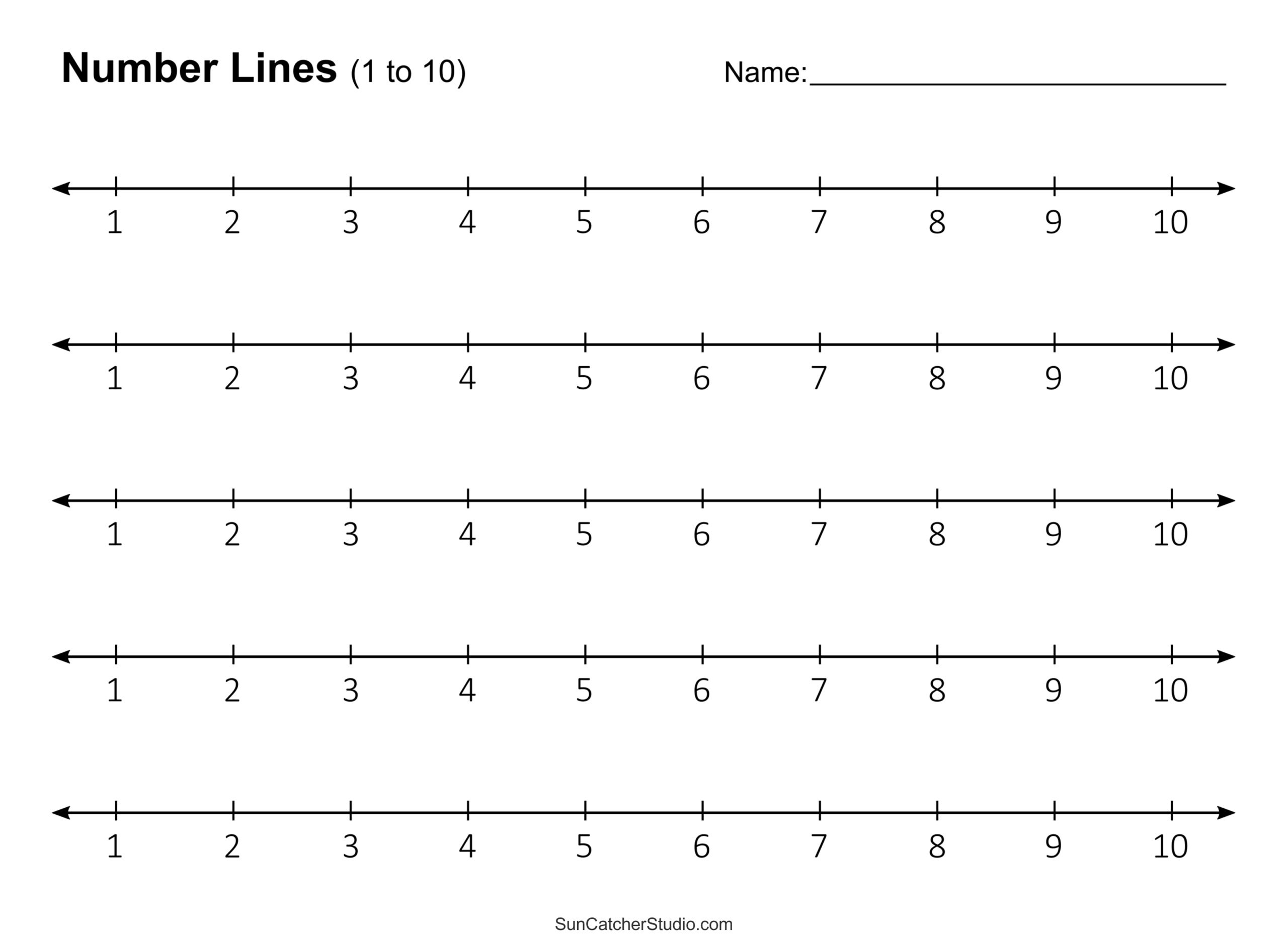 integers number line worksheet