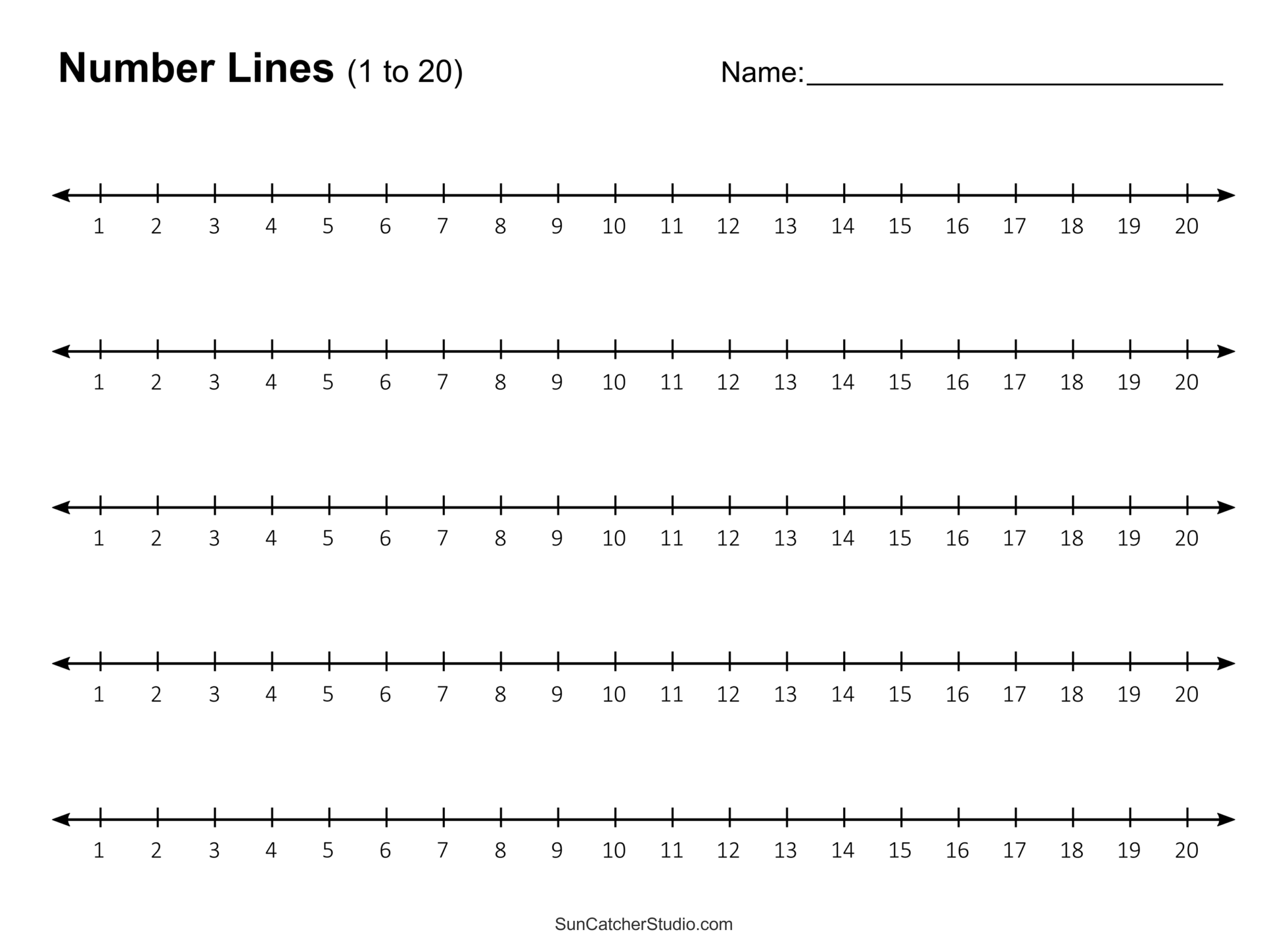 number line integers answer key