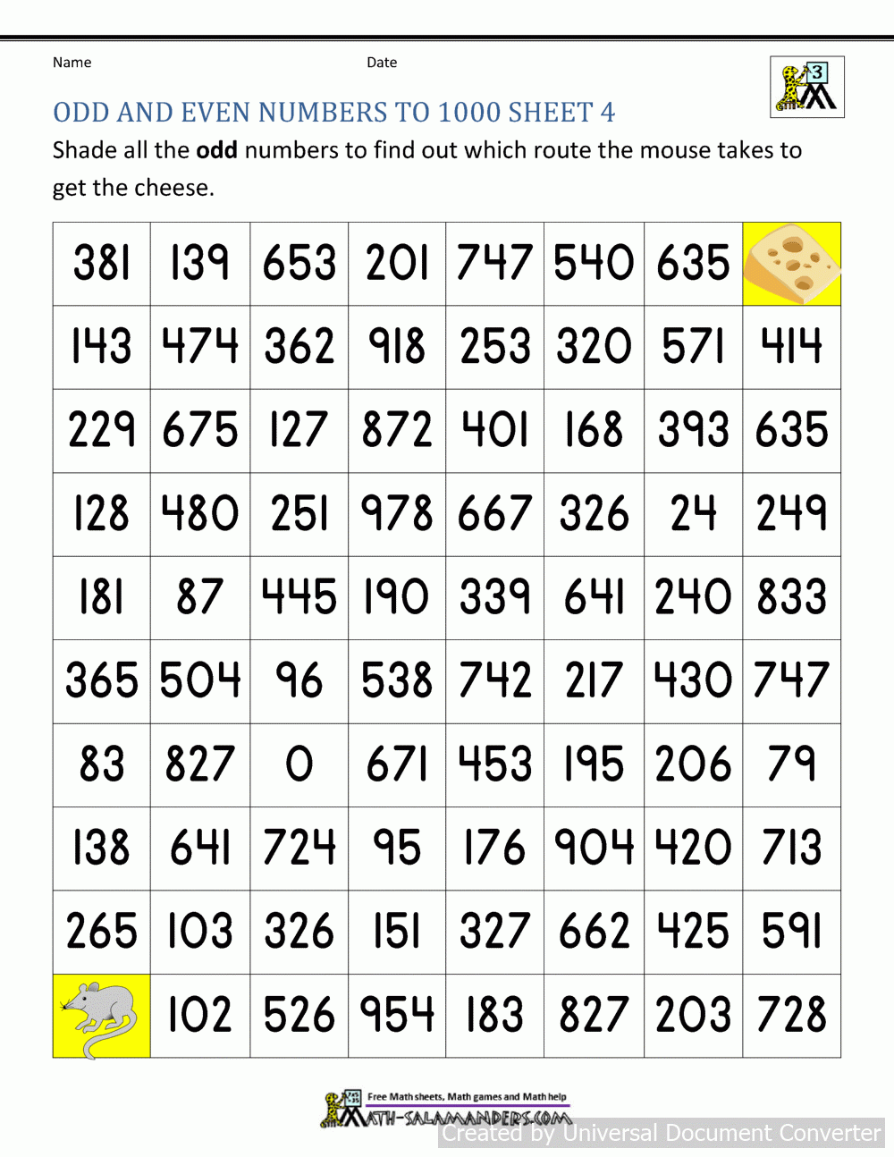 Odd And Even Numbers Worksheet Odd And Even Numbers Worksheet