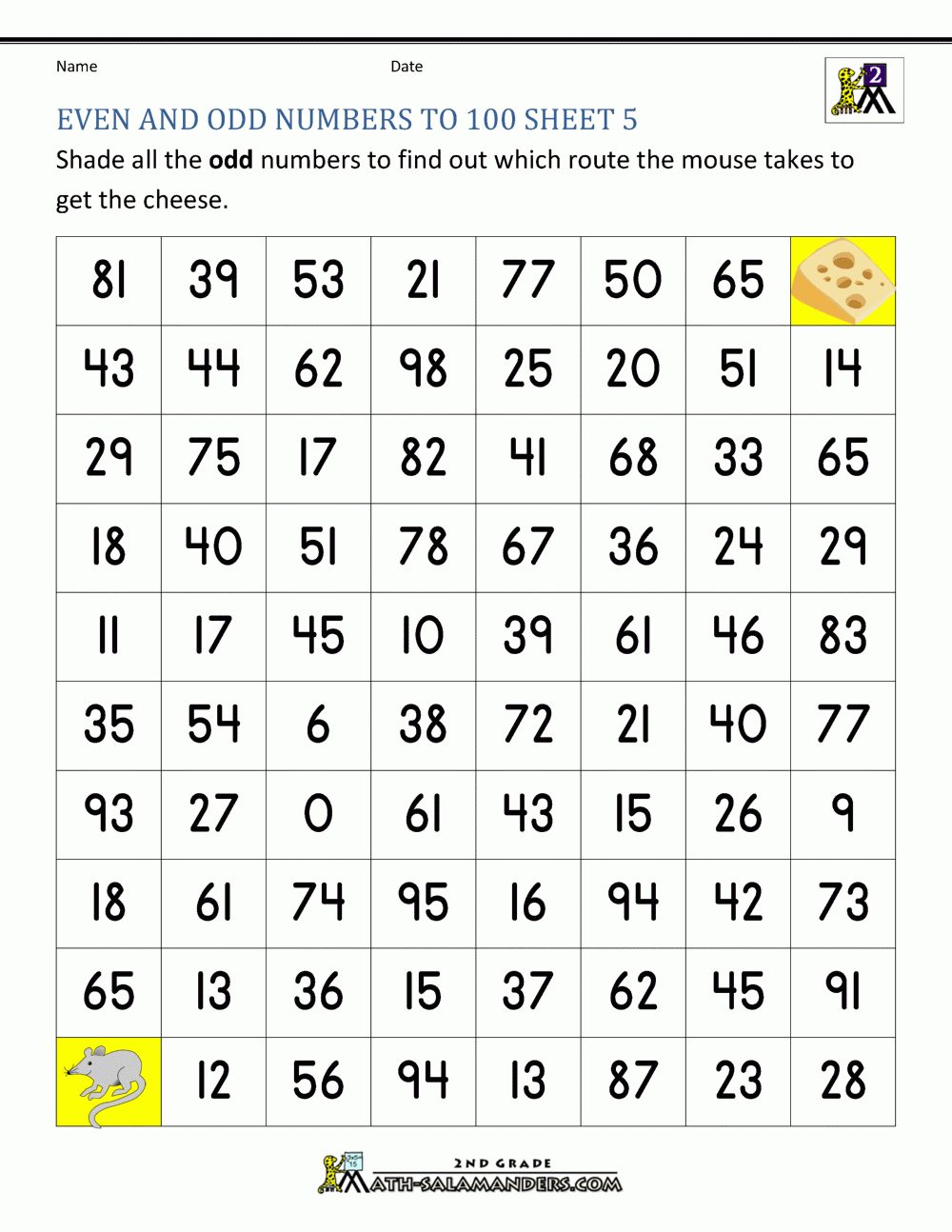 Odd Numbers And Even Numbers Worksheet
