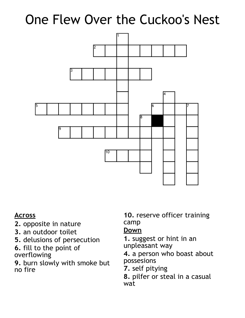 One Flew Over The Cuckoo s Nest Crossword WordMint