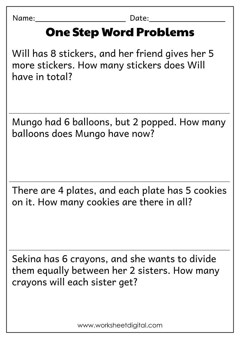 One Step Word Problems All Operations Worksheet Digital 1 Teacher Made Resources