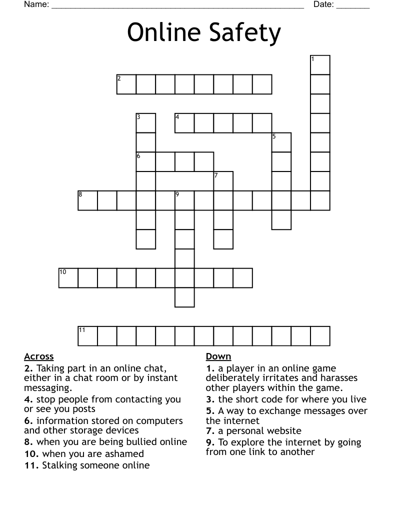 Online Safety Crossword WordMint
