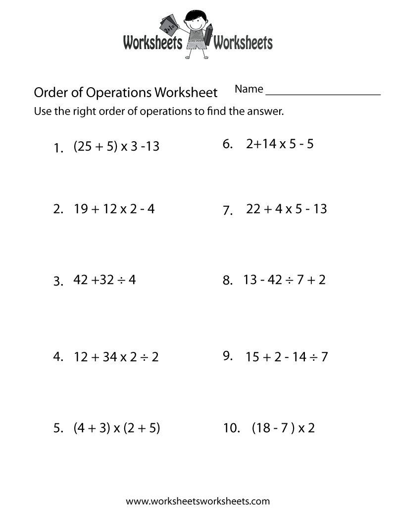 Order Of Operations Practice Worksheet Worksheets Worksheets Worksheets Library