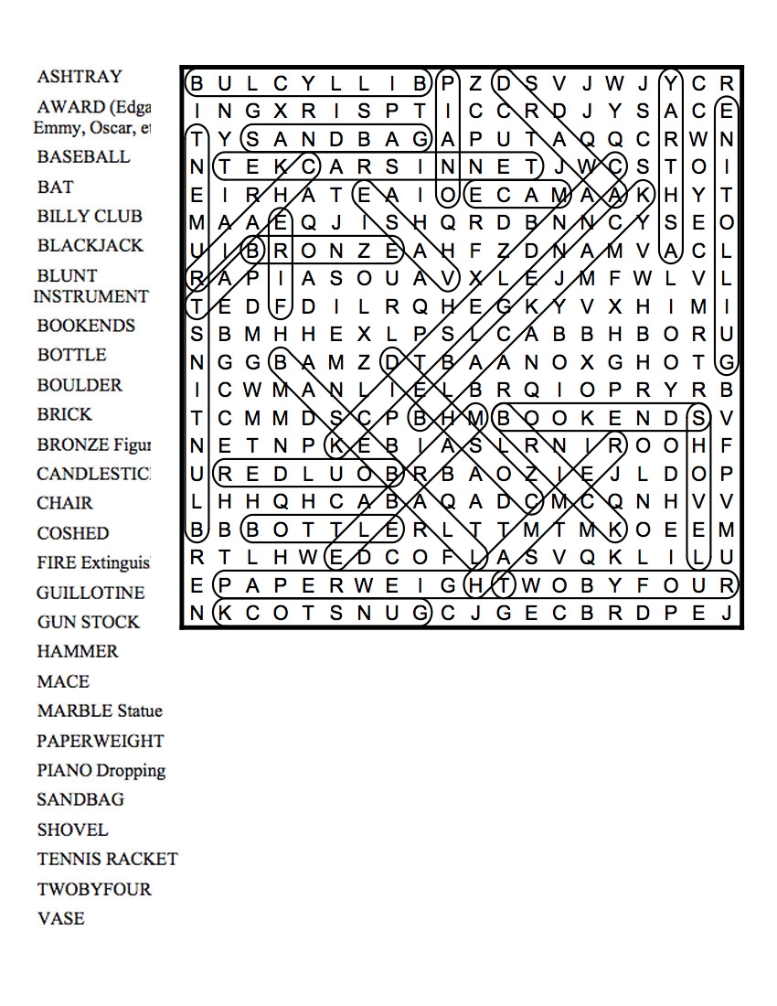 clue search puzzles answer key