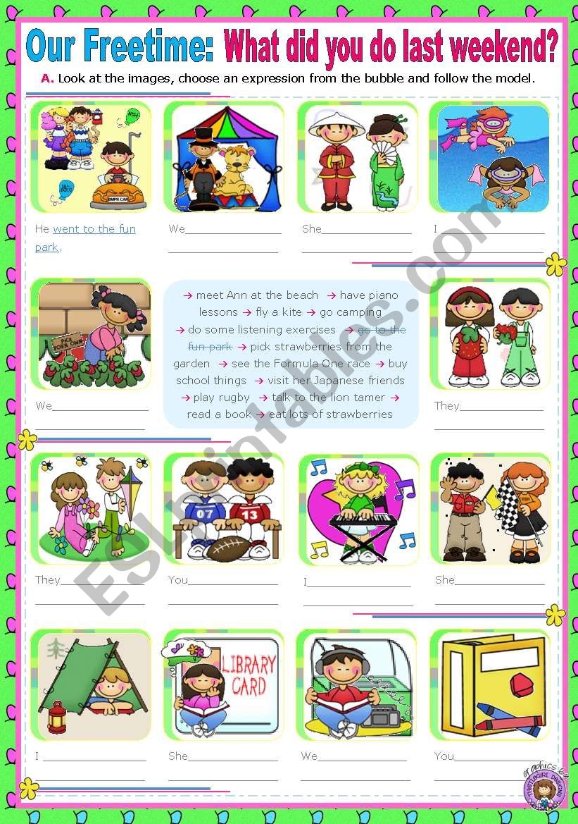 Our FreeTime What Did You Do Last Weekend 2nd Of The Series ESL Worksheet By Mena22 Our FreeTime What Did You Do Last Weekend 2nd Of The Series ESL Worksheet By Mena22