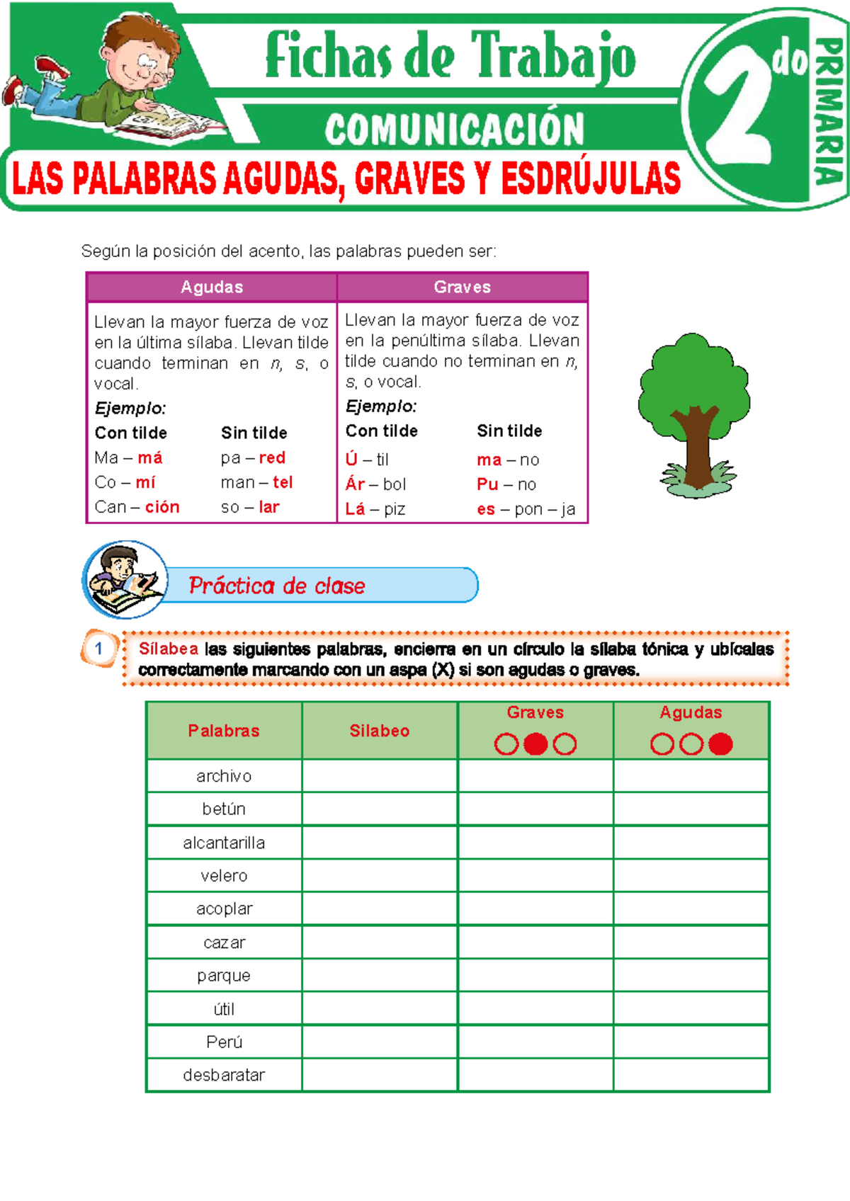 Palabras Agudas Graves Y Esdr julas Para 2 Grado De Primaria Studocu