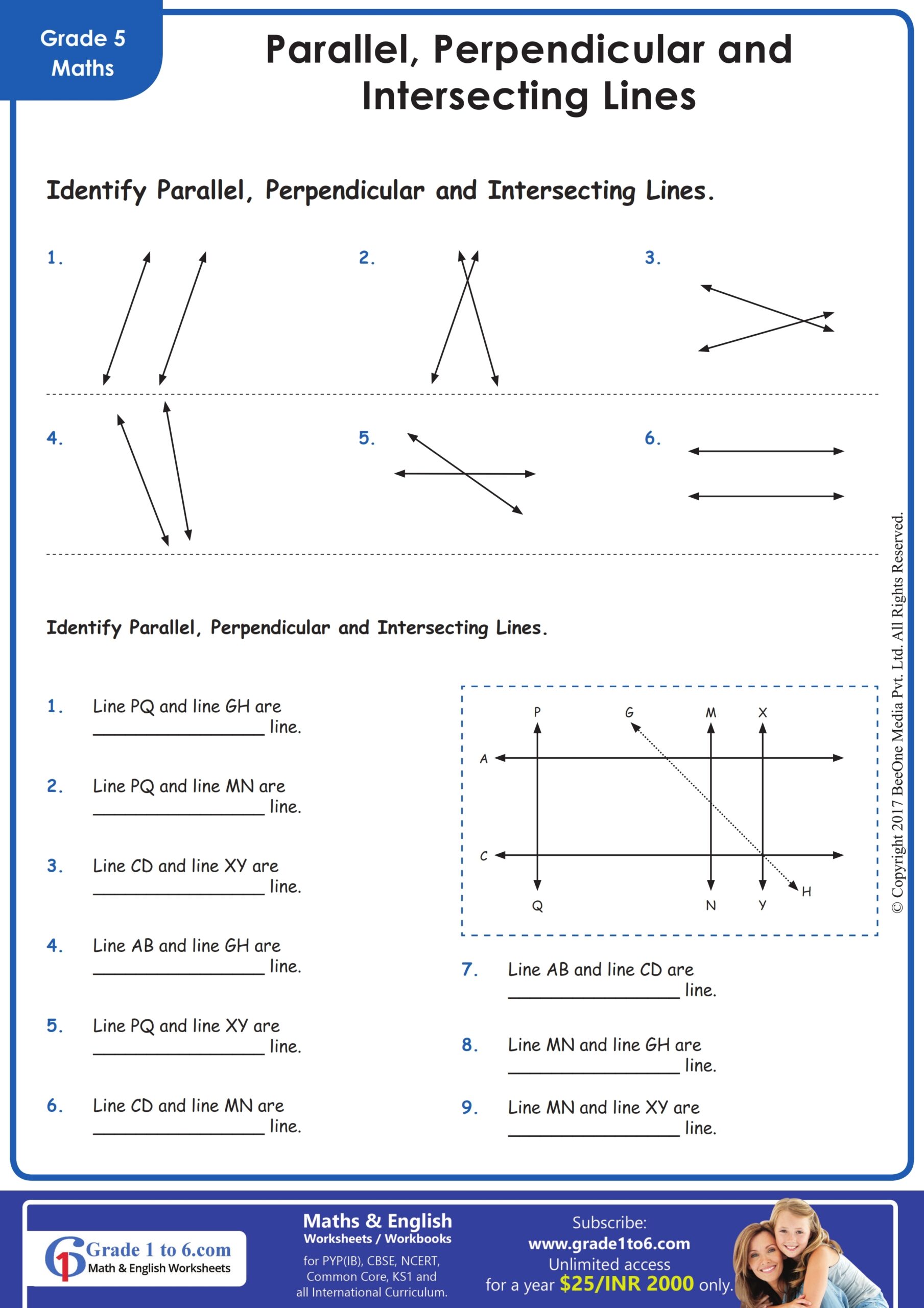 Parallel Perpendicular Intersecting Lines Worksheet