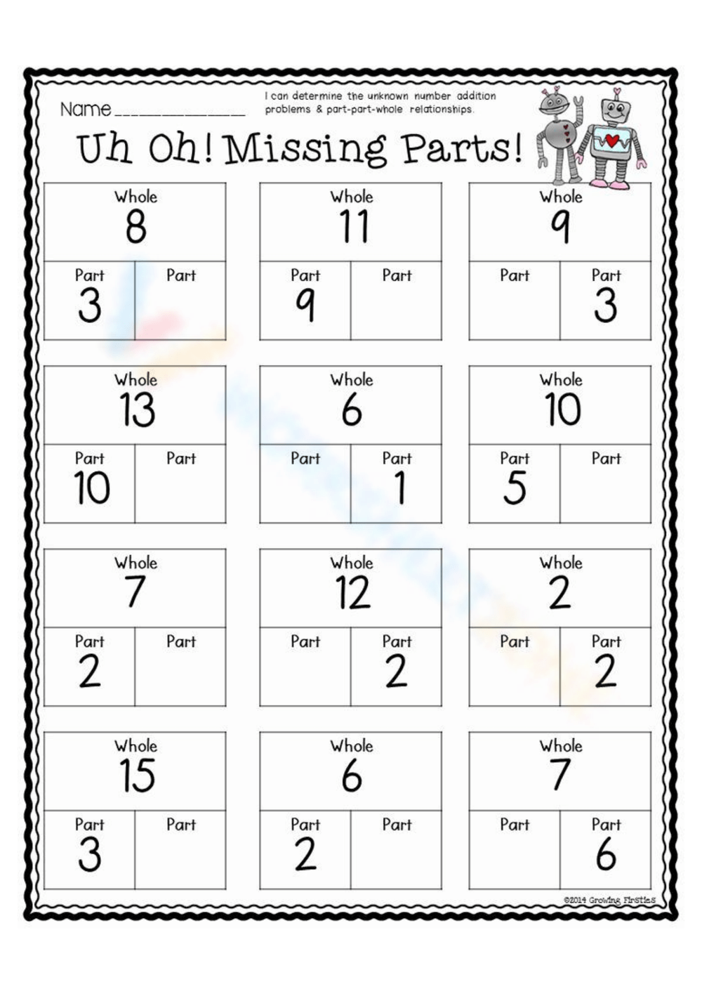 Part Part Whole Worksheets