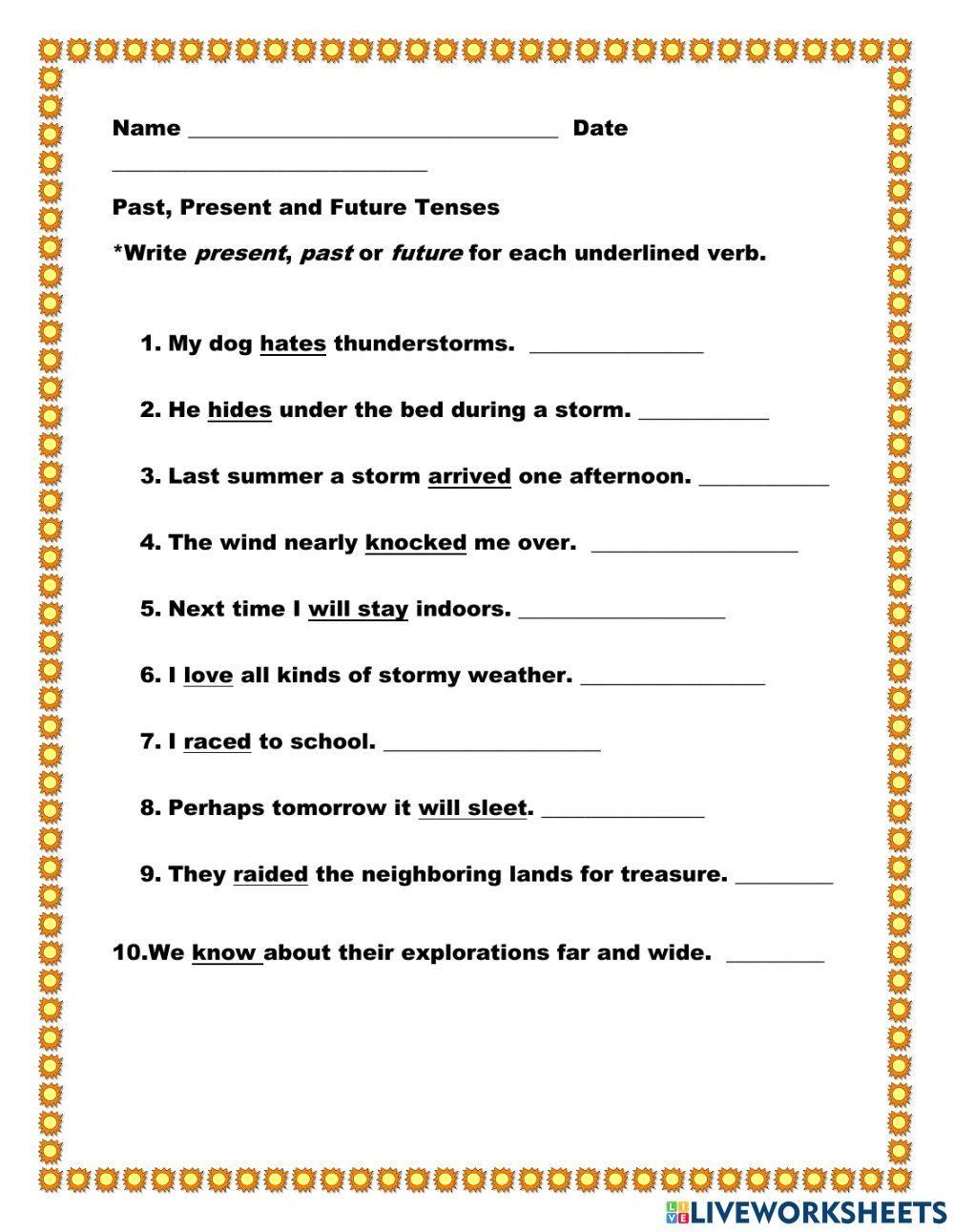 past present future tense worksheet past present future tense worksheet