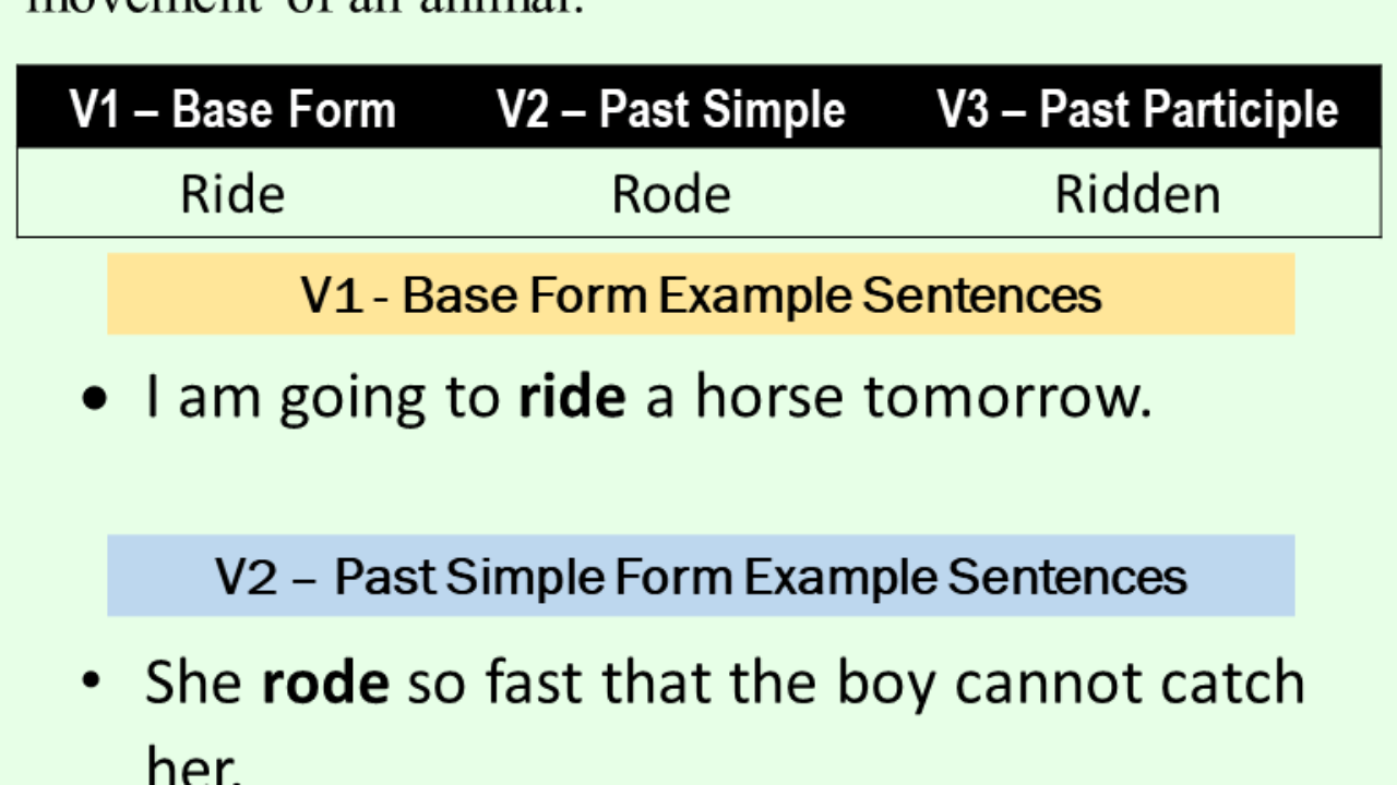 past tense to ride