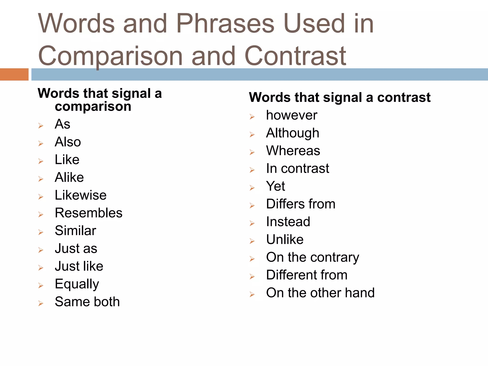compare and contrast signal words