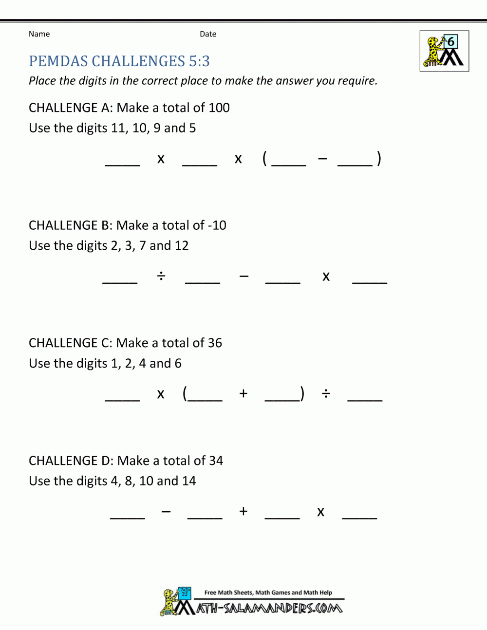 PEMDAS Problems