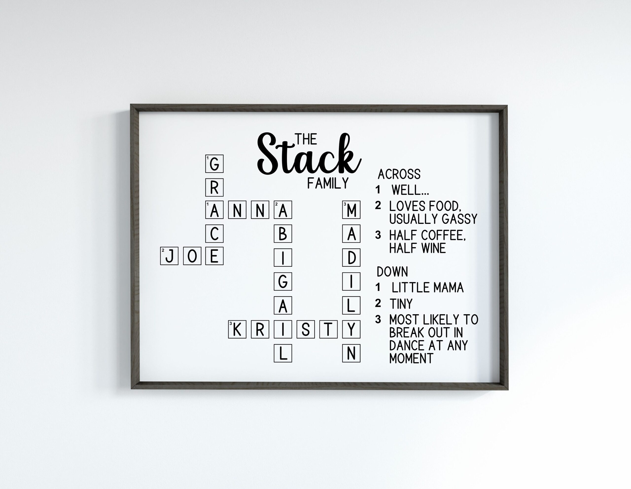 Personalized Family Crossword Puzzle Custom Family Name Sign Unique Christmas Gift Personalized Family Scrabble Print Crossword Print Etsy