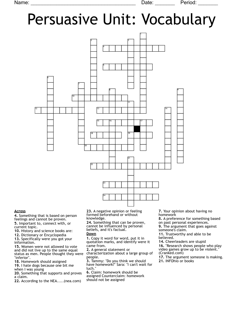 nea crossword puzzle answers
