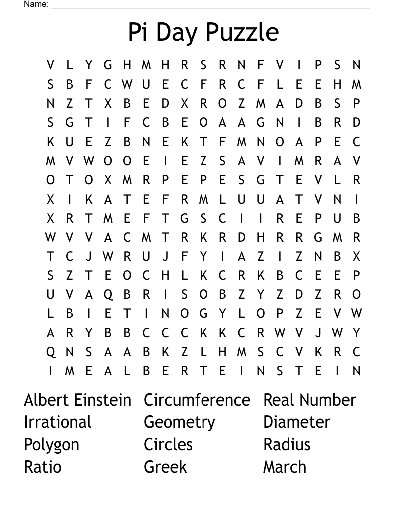 pi day crossword puzzle