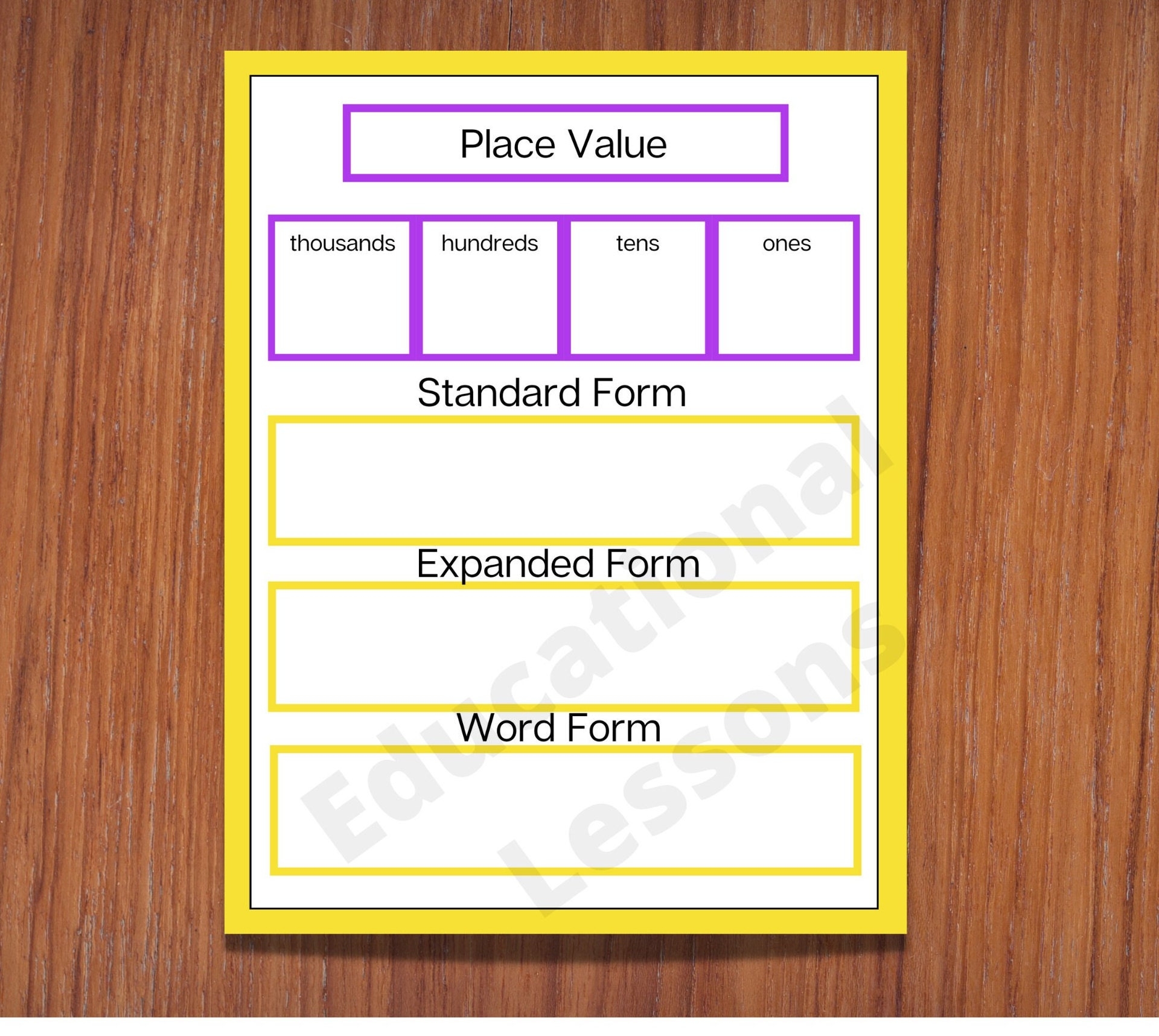 Place Value Mat Expanded Form Standard Form Word Form Thousands Hundreds Tens Ones Etsy Sweden