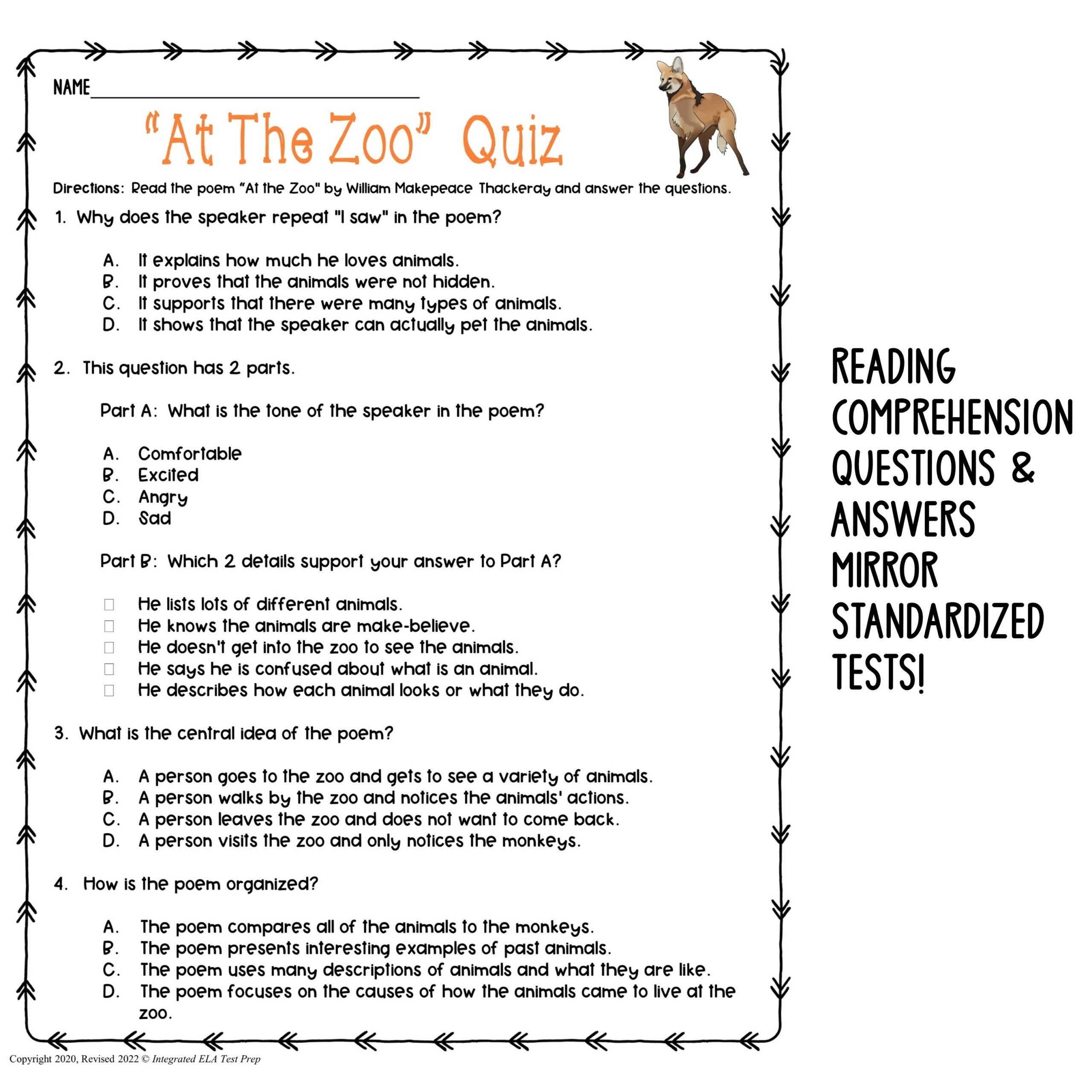 reading test for 3rd graders