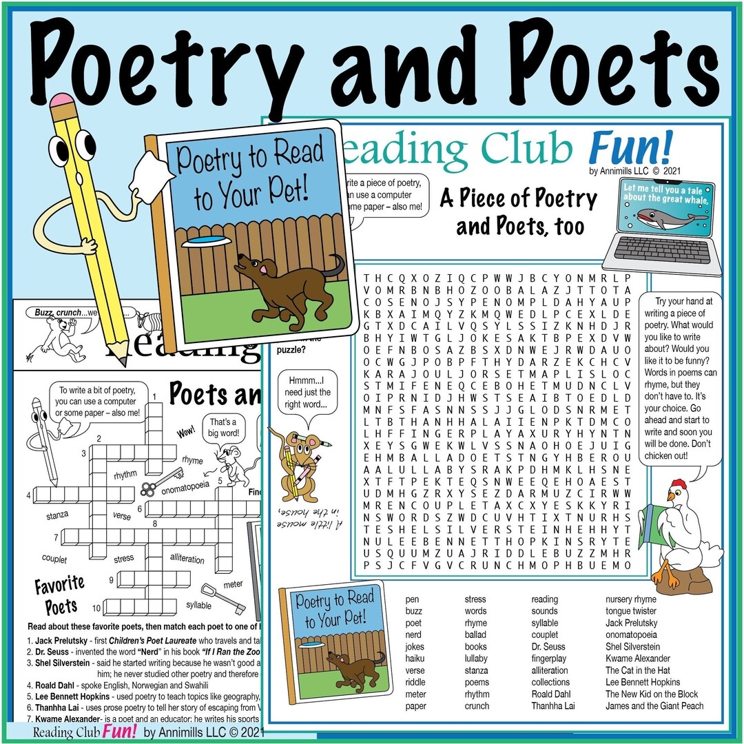 Poets And Poetry Printable Puzzle Set Educational Games Etsy