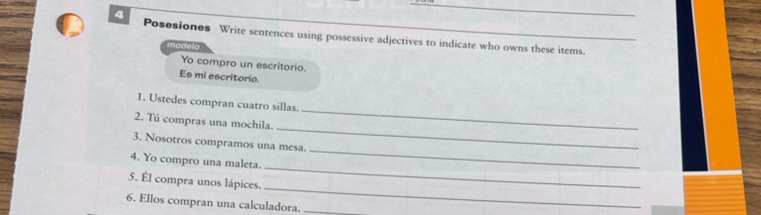 Posesiones Write Sentences Using Possessive Adjectives To Indicate Who Ow