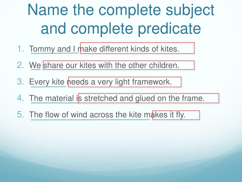 examples of a complete subject