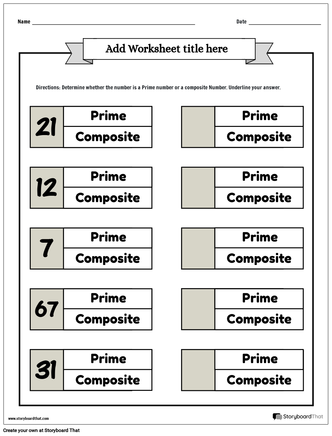Prime Composite Numbers Worksheets Free Customizable