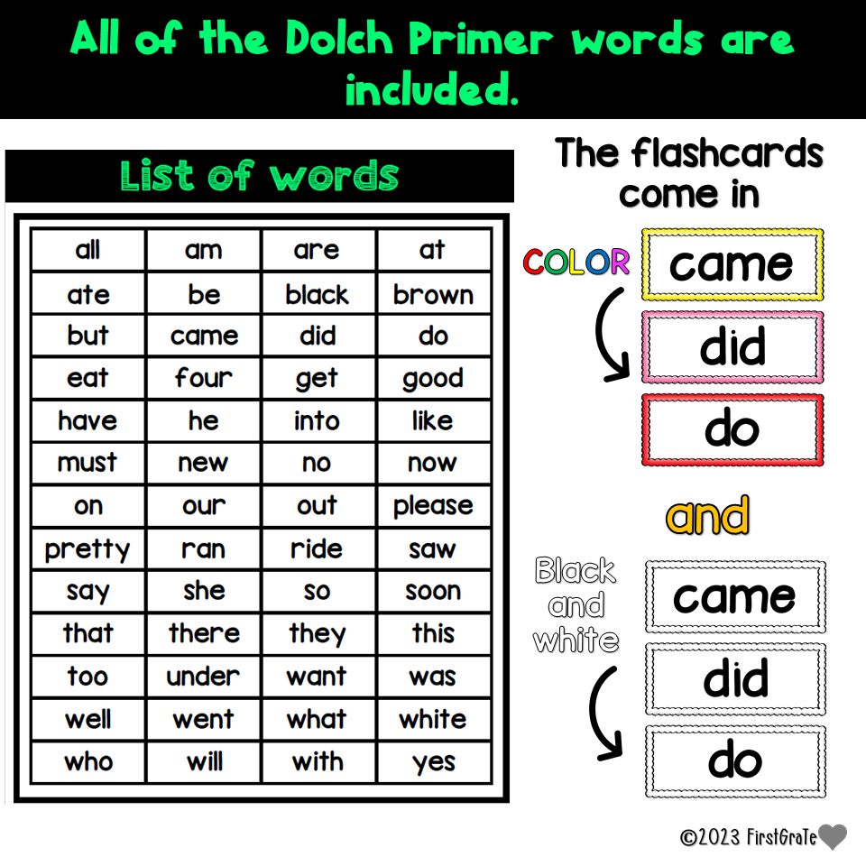 primer dolch word list
