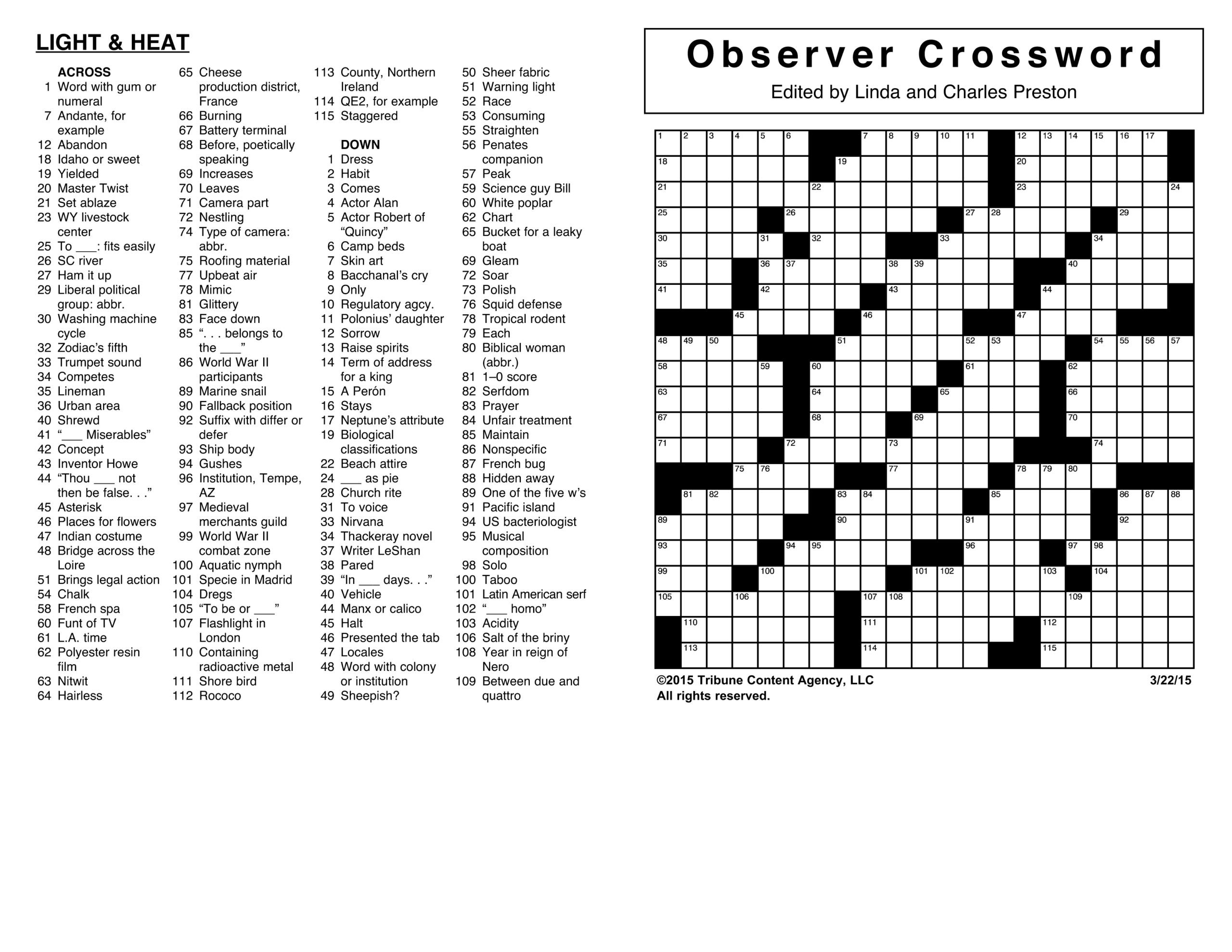 Printable Daily Commuter Crossword Puzzles Printable