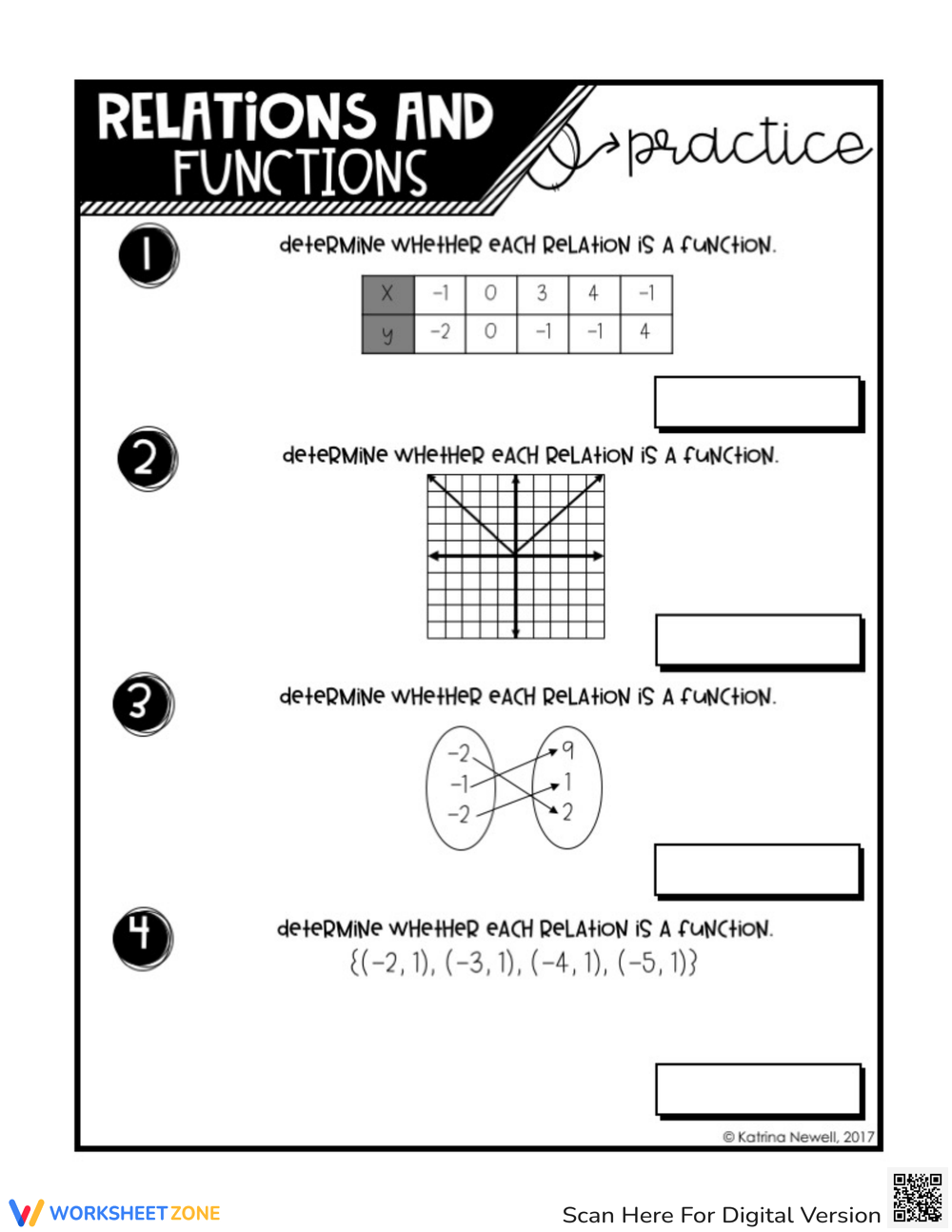 Printable Function Or Not A Function Fill In The Blanks Worksheets Download