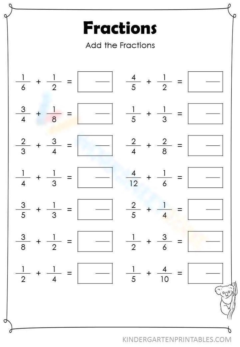 adding and subtracting unlike fractions worksheets