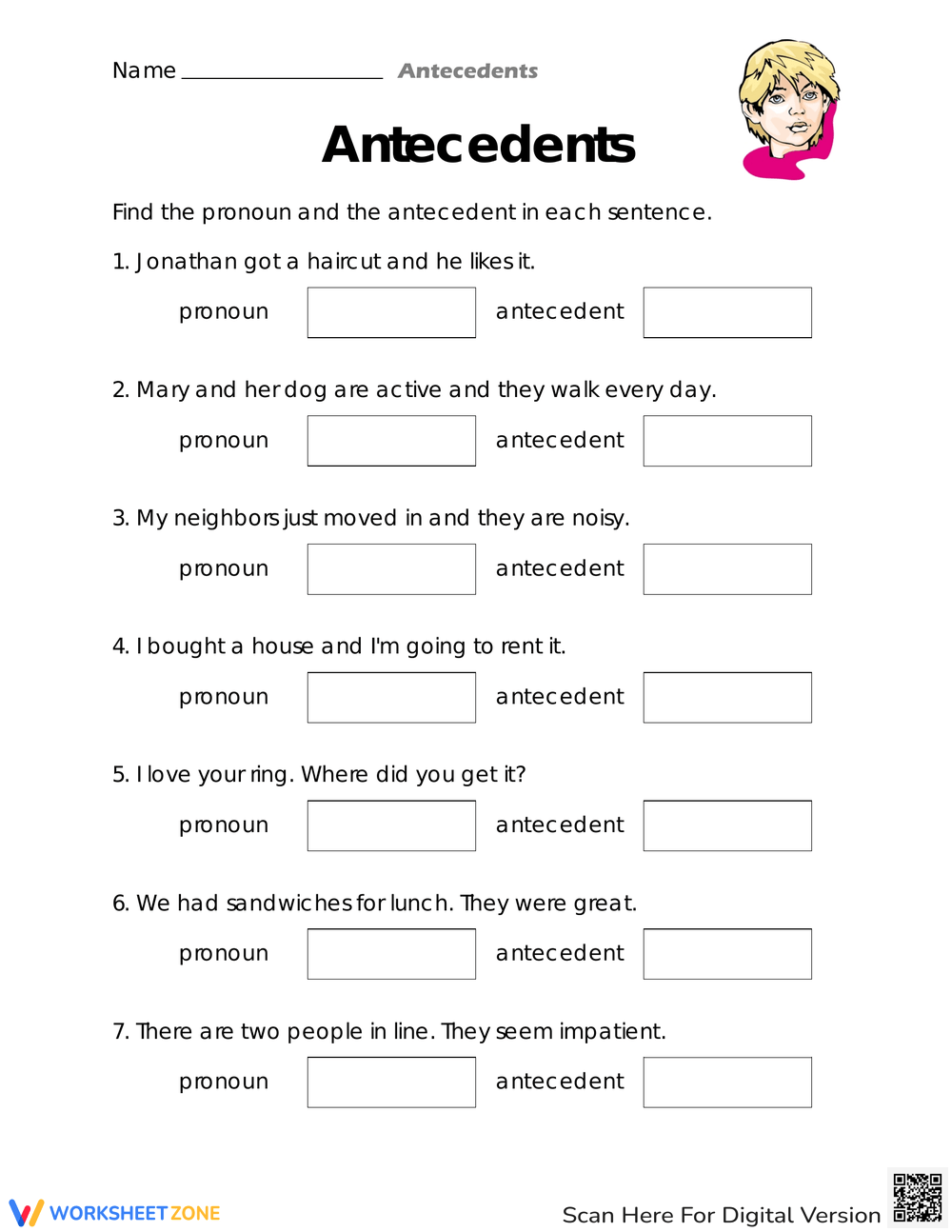 Printable Grade 4 Easter Pronoun Antecedent Agreement Worksheets Download