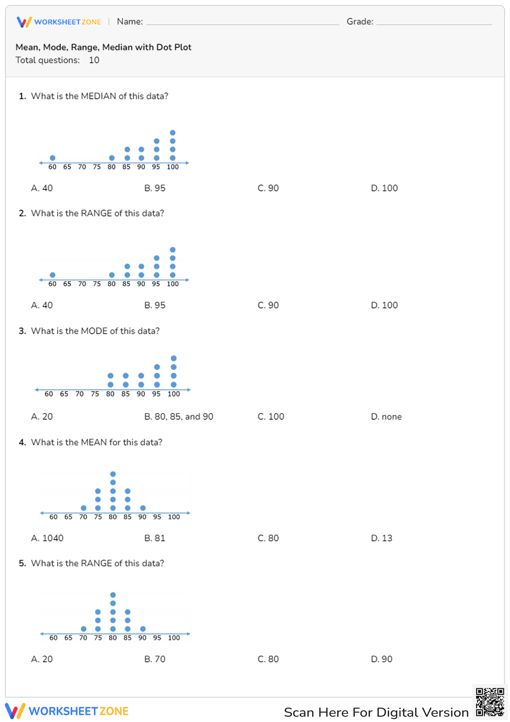 mean median and mode worksheets