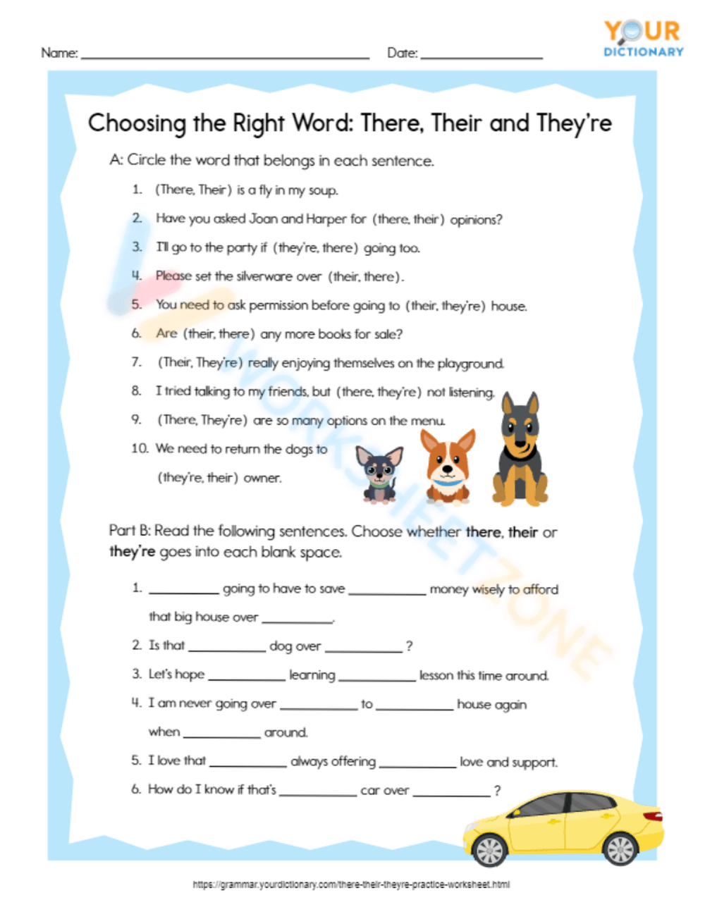 Printable Grade 8 There Their They re Worksheets Download