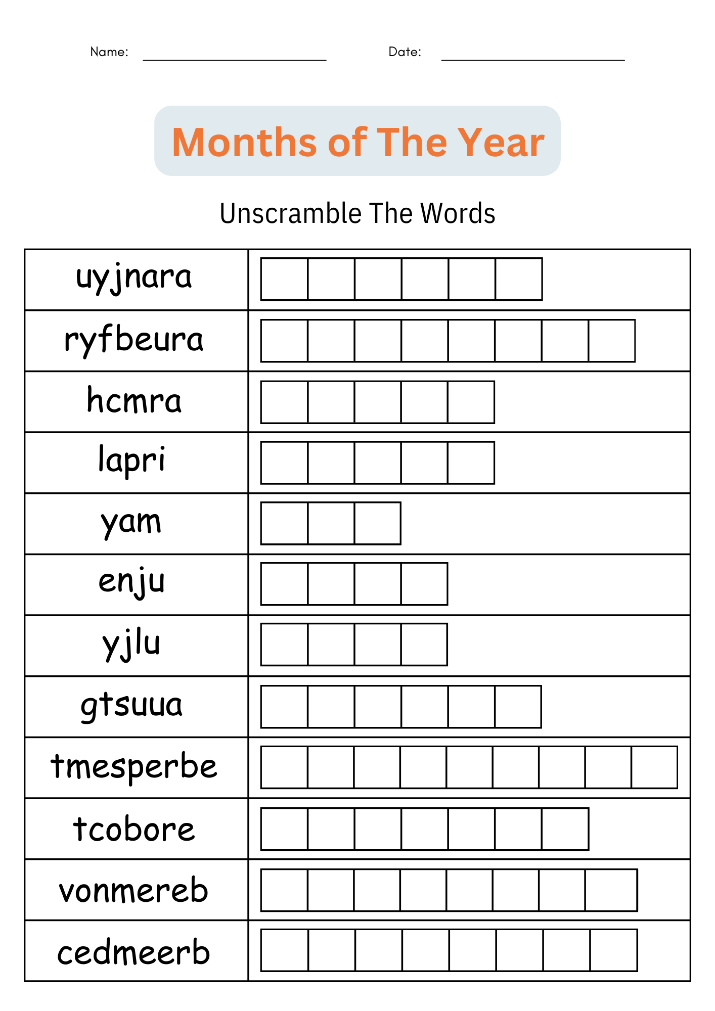Printable Months Of The Year Worksheet Month Sequencing Activities For Grade 1 Teaching Resources