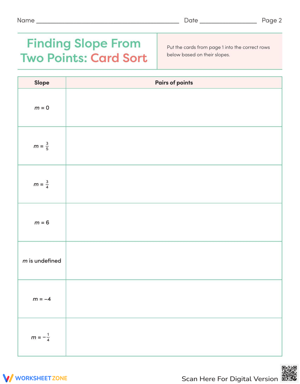 Printable Slope Of A Line Worksheets Printable Slope Of A Line Worksheets