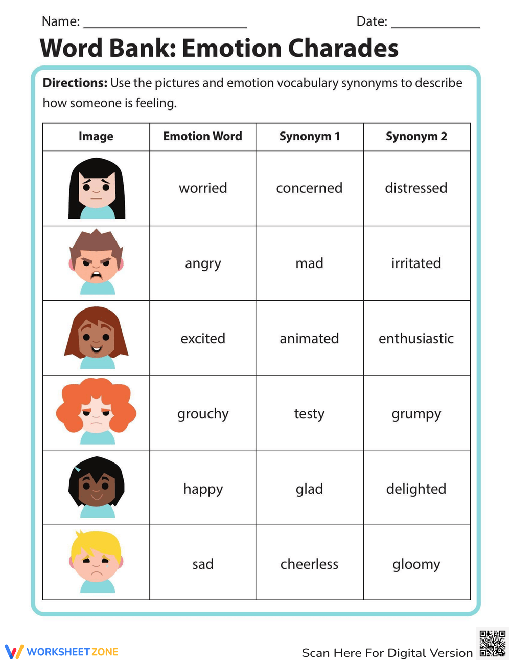 Printable Social Emotional Learning Worksheets