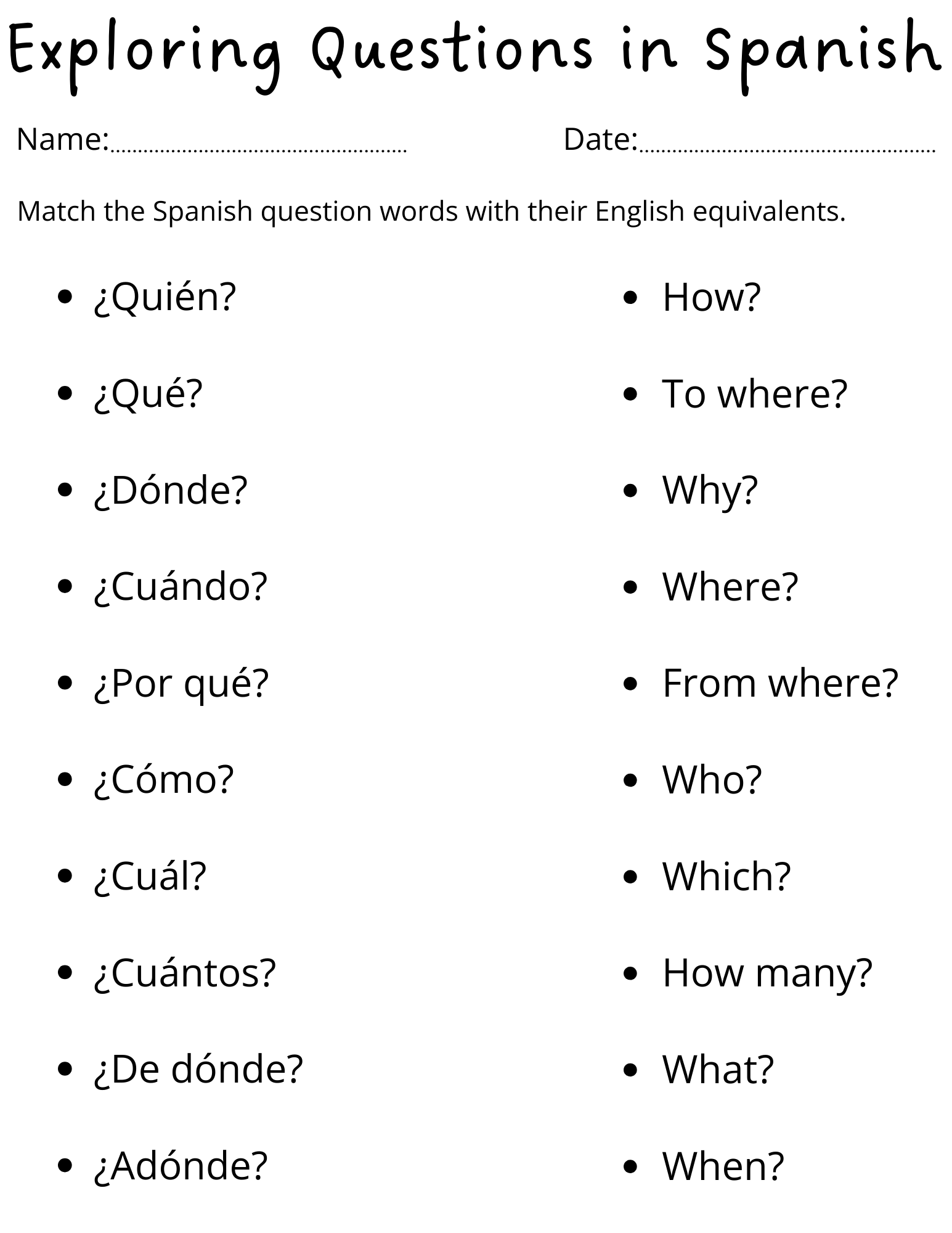 spanish worksheets for beginners spanish worksheets for beginners