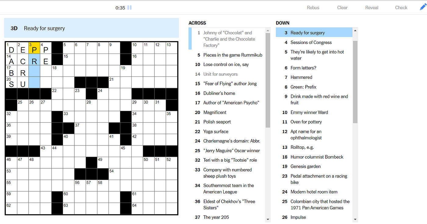 Product Design Reflection NYT Crossword Puzzle App By Flip Frisch Medium