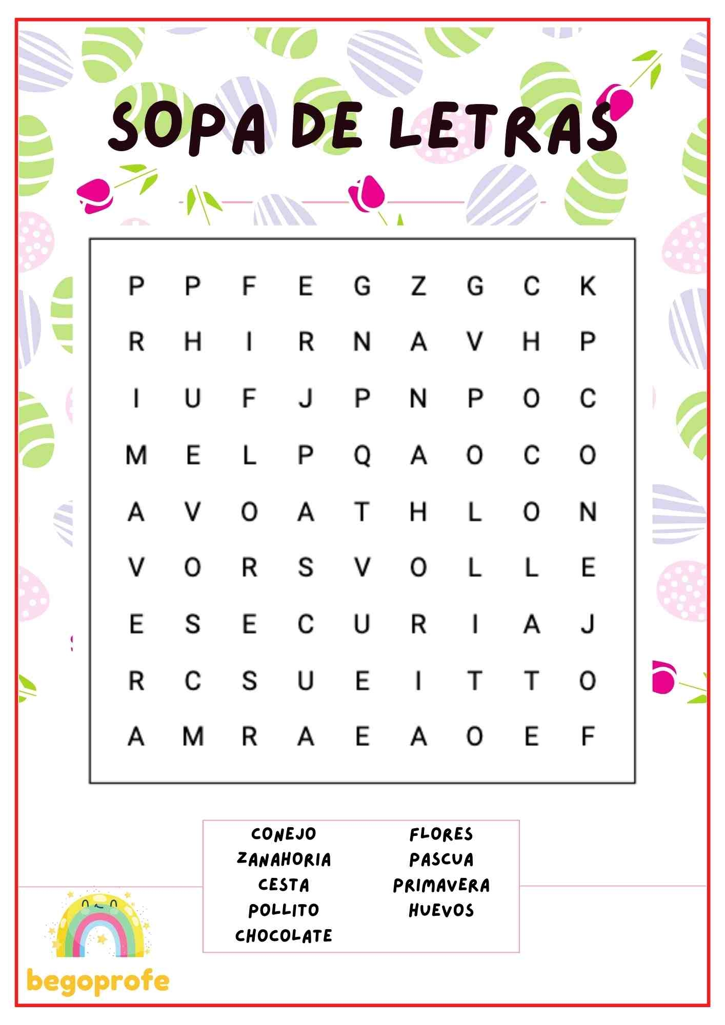 Profes Papel Tijera Sopa De Letras De Pascua