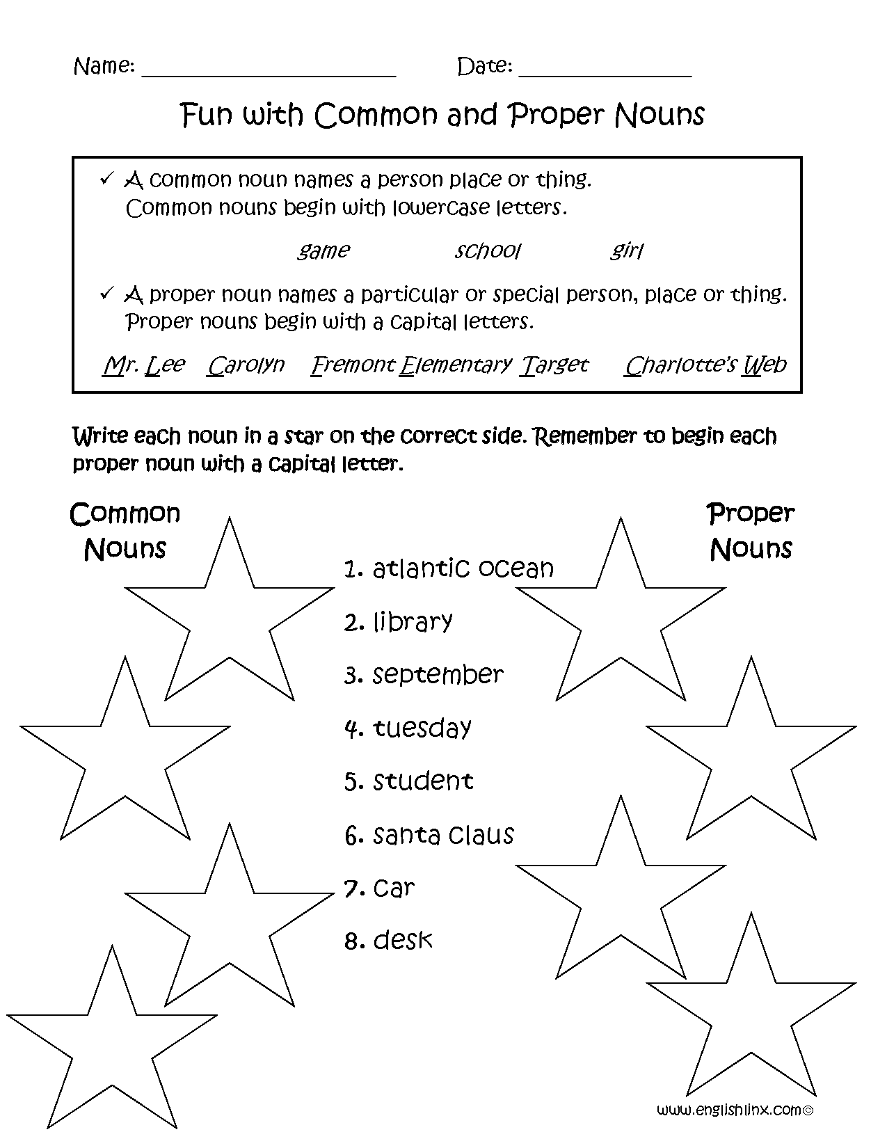 Proper And Common Nouns Worksheets Fun With Common And Proper Nouns Worksheet