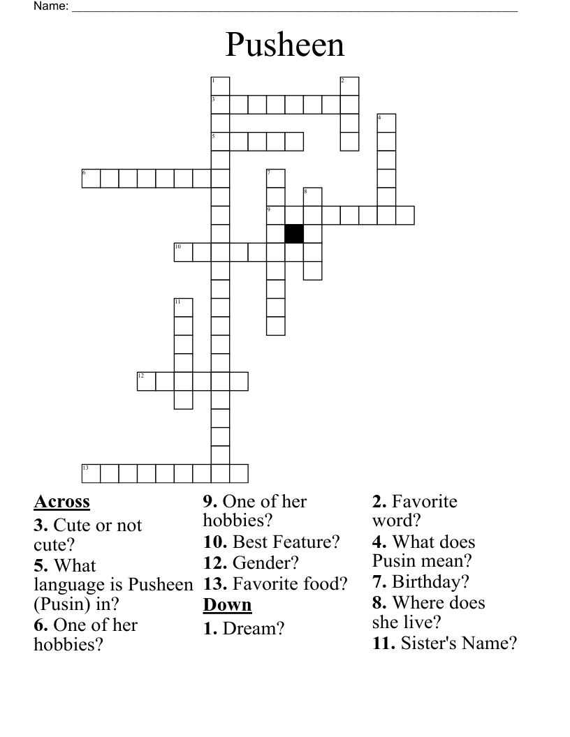 Pusheen Crossword WordMint